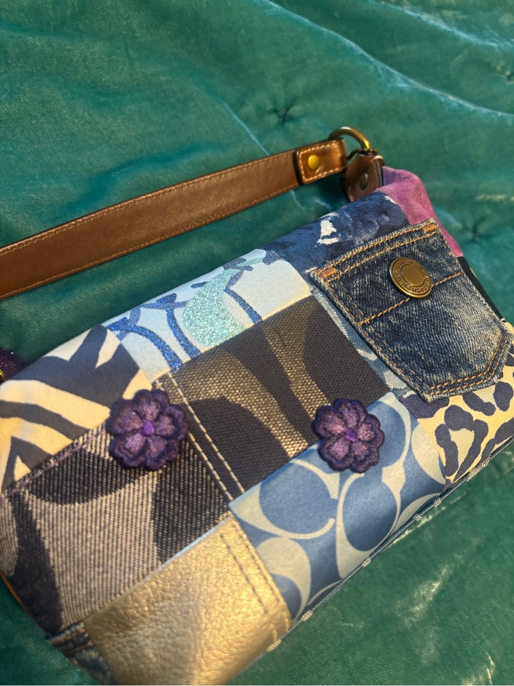 Coach Patchwork Mini Shoulder Bag in Blue and Purple - Picture 3 of 9